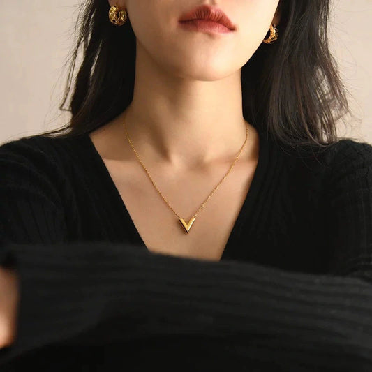 Kalung Huruf untuk Wanita - Stainless Steel 18k Emas Vintage Kwintas | Perhiasan Elegan - 我的商店