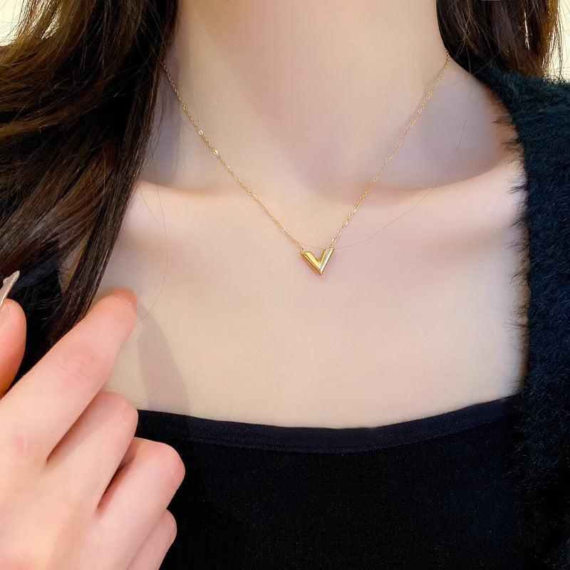 Kalung Huruf untuk Wanita - Stainless Steel 18k Emas Vintage Kwintas | Perhiasan Elegan - 我的商店