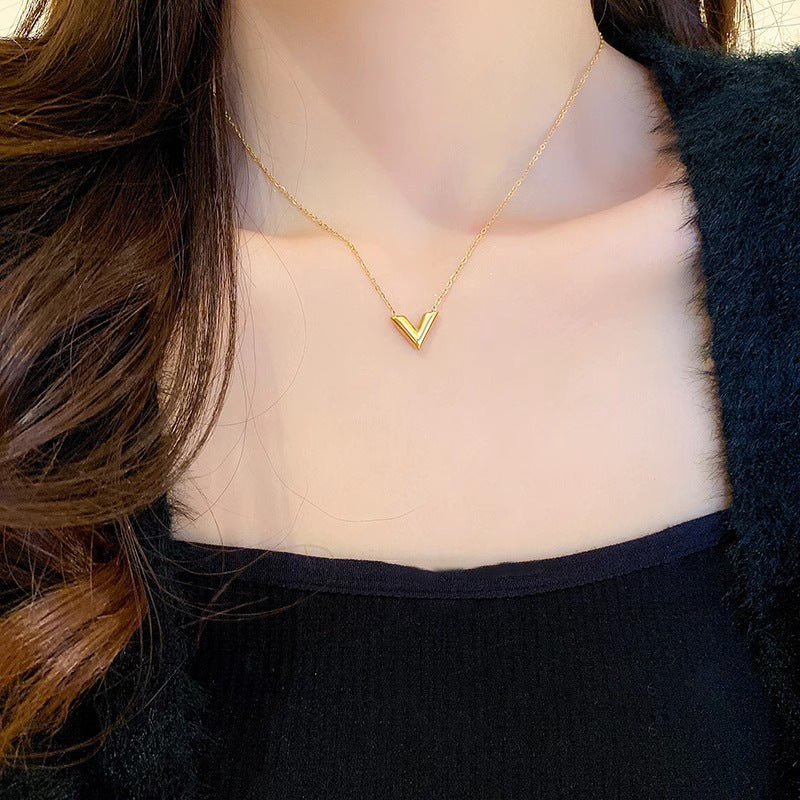 Kalung Huruf untuk Wanita - Stainless Steel 18k Emas Vintage Kwintas | Perhiasan Elegan - 我的商店