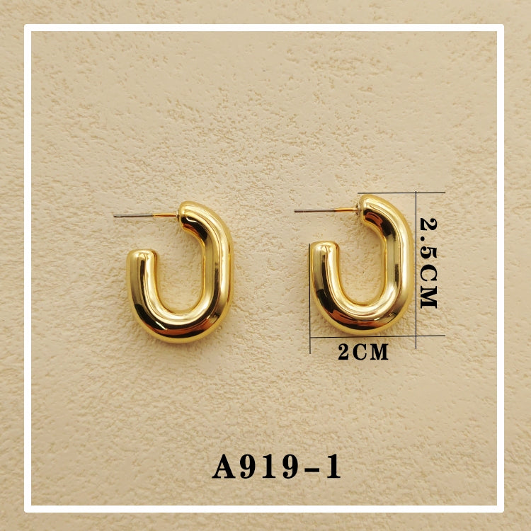 Anting hijab setengah bulat anting titanium steel perhiasan anting sederhana - 我的商店