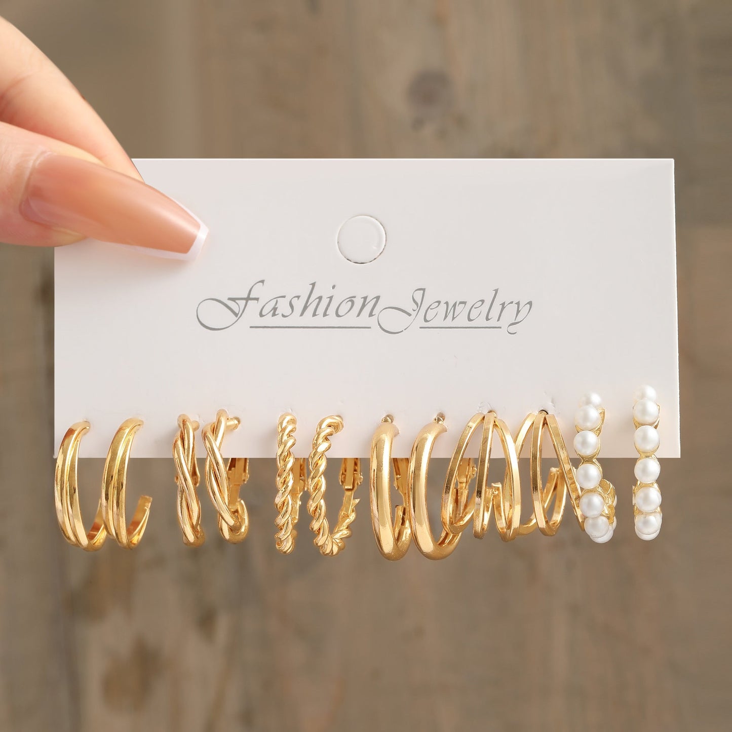 Set 6 Anting Wanita Elegan – Hoop Kotak, Mutiara & Hati Warna Emas & Perak perhiasandirect