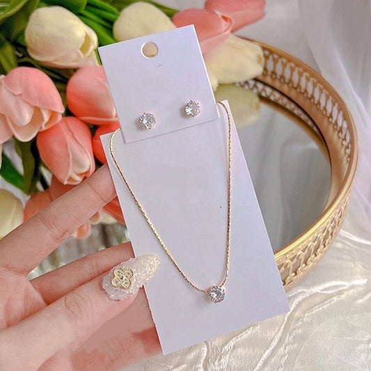 Anting Zirconia Wanita - Stainless Steel Emas Anti Kusam, Hadiah Elegan - 我的商店