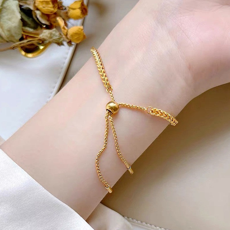 Gelang Wanita Klasik - Rantai Emas Stainless Steel Anti Kusam, Hadiah Elegan - 我的商店