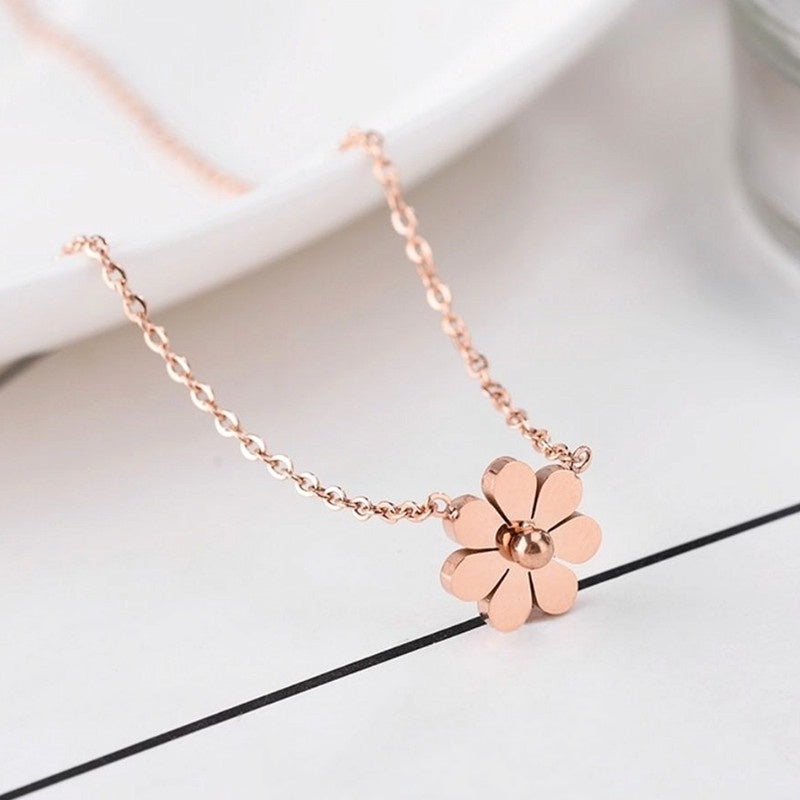 Kalung Choker Korean Daisy untuk Wanita - Pendant Bunga Emas Sederhana | Aksesoris Perhiasan Elegan - 我的商店