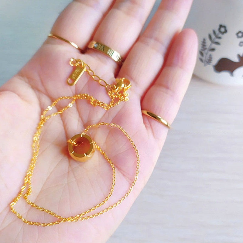 Kalung Fashion Korea dengan Manik-Manik untuk Wanita - Kwintas Pendant Stainless Steel | Aksesoris Perhiasan Trendi - 我的商店