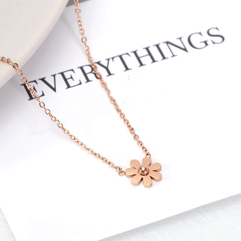 Kalung Choker Korean Daisy untuk Wanita - Pendant Bunga Emas Sederhana | Aksesoris Perhiasan Elegan - 我的商店