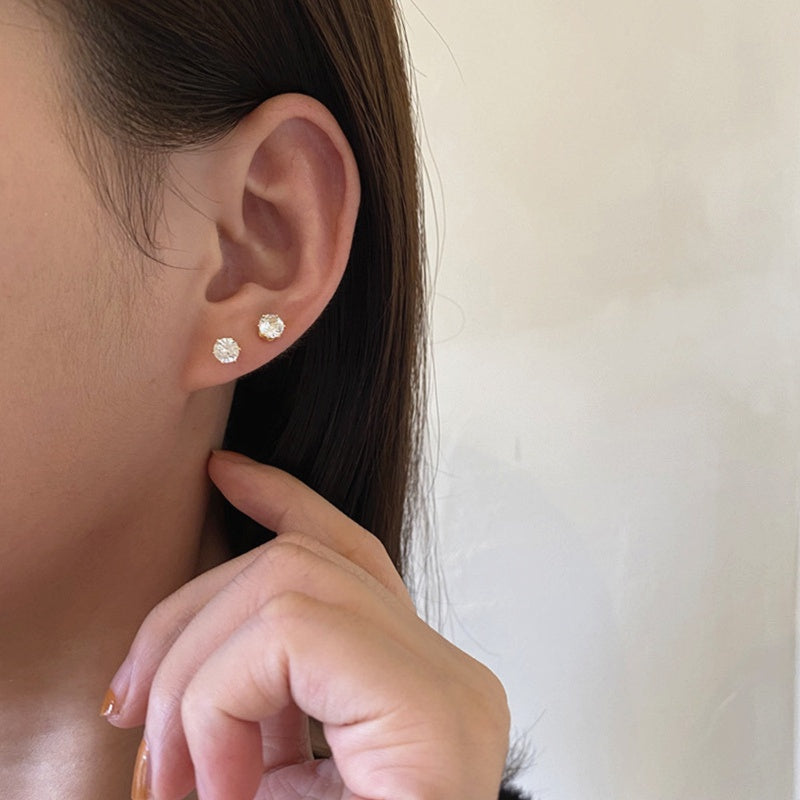 Anting Zirconia Wanita - Stainless Steel Emas Anti Kusam, Hadiah Elegan - 我的商店