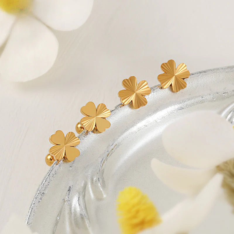 Anting Tulang Telinga Four Leaf Clover Laser Stainless Steel perhiasandirect