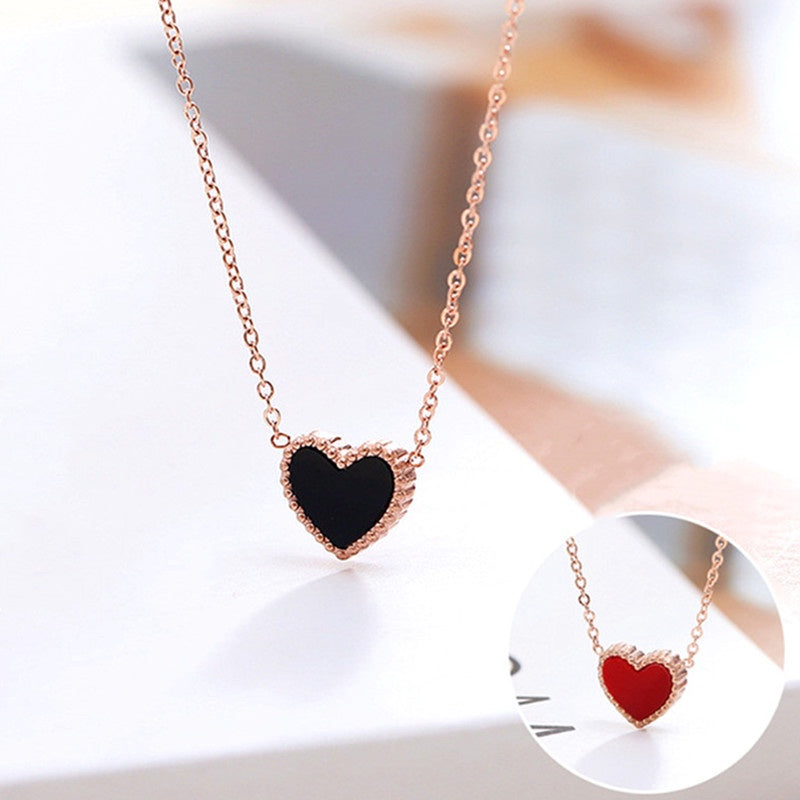 Kalung Choker Wanita Vintage - Warna Emas, Hitam & Merah, Stainless Steel Anti Kusam - 我的商店