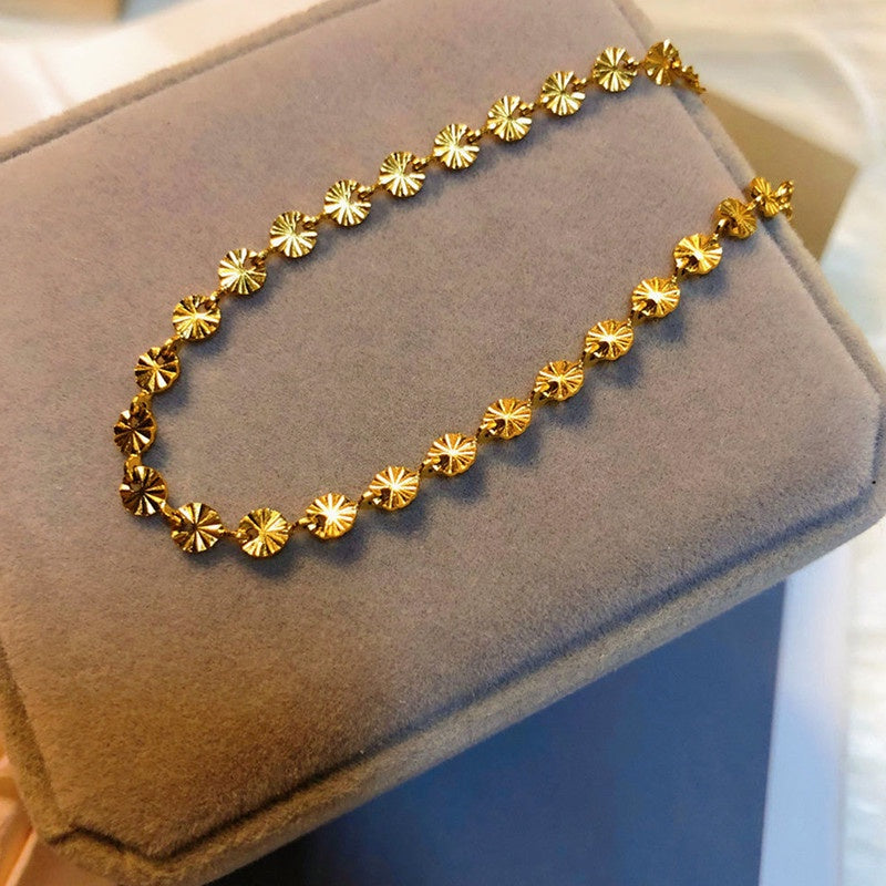 Gelang Bunga Stainless Steel untuk Sahabat - Rantai Emas Anti Kusam, Hadiah Perhiasan Spesial - 我的商店