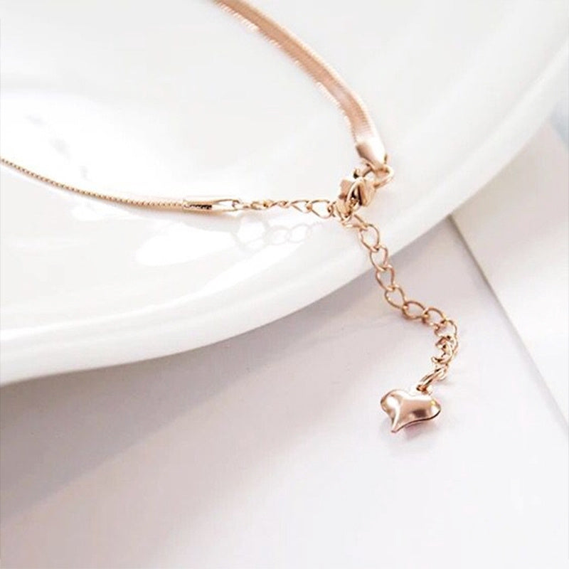 Kalung Liontin Angka Romawi Bulat 18K Emas Rose untuk Wanita – Perhiasan Baja Titanium Anti Karat - 我的商店