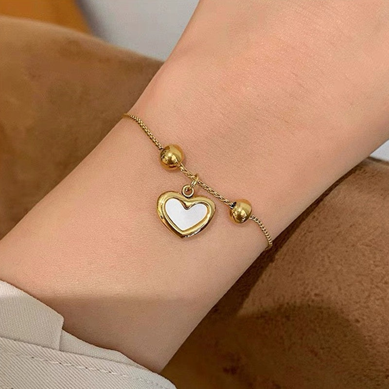 Kalung Choker Wanita Liontin Hati Kupu-Kupu - Stainless Steel Lapis Emas Putih, Elegan & Cocok untuk Setiap Acara! - 我的商店