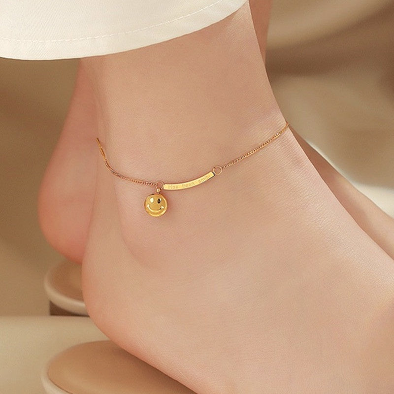 Gelang Kaki Senyum untuk Wanita – Perhiasan Vintage Stainless Steel Anti Karat