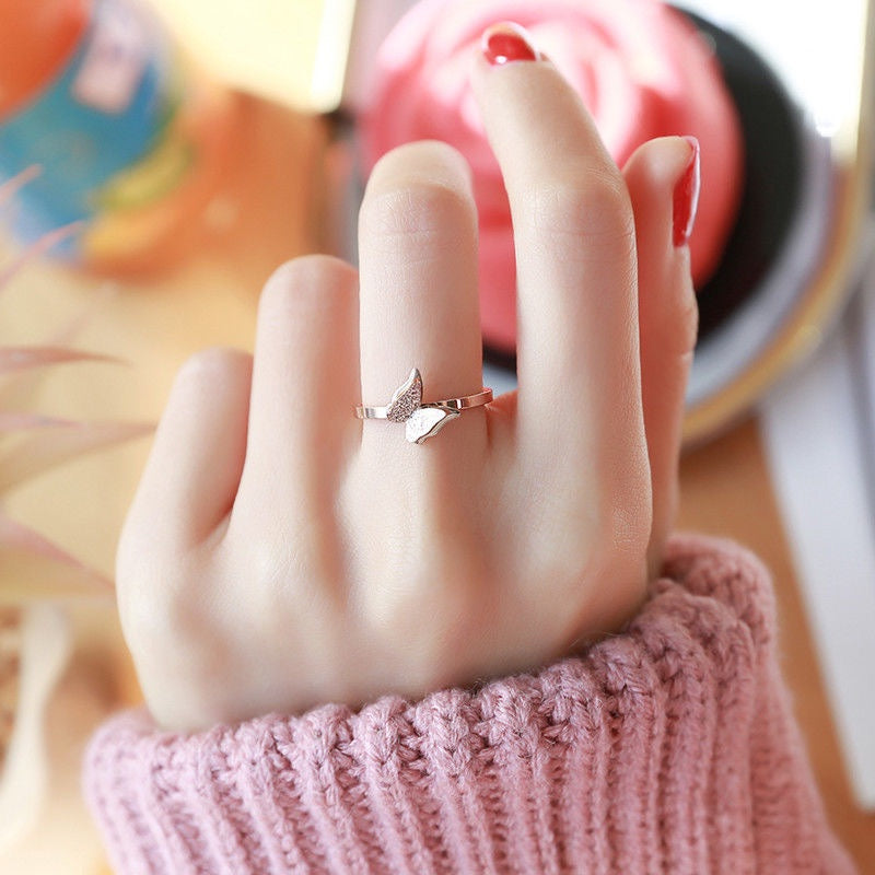 Grosir Cincin Kupu-Kupu Fashion untuk Wanita – Baja Tahan Karat, Lapisan Emas 18K, Perhiasan Mewah Kore