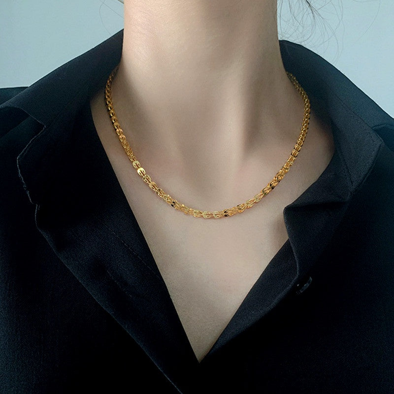 Kalung Choker Wanita Phoenix Tail - Stainless Steel Lapis Emas, Elegan & Cocok untuk Hadiah! - 我的商店