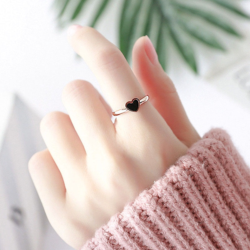 Cincin Love Heart Stainless Steel untuk Wanita - Lapisan Emas 18k | Perhiasan Fashion Elegan Hadiah untuk Wanita - 我的商店