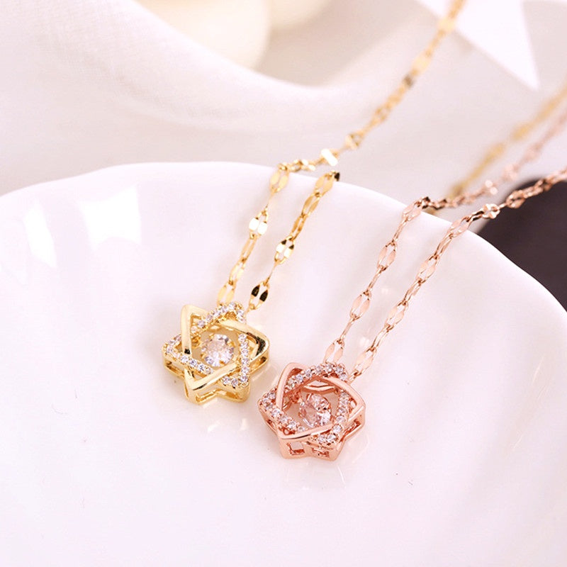Kalung Rantai Bintang untuk Wanita - Pendant Stainless Steel Emas Vintage | Choker Perhiasan Elegan - 我的商店
