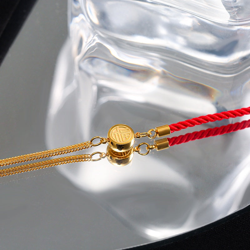 Gelang Lucky FU untuk Wanita - Rantai Emas Anti Pudar | Aksesoris Perhiasan Elegan - 我的商店