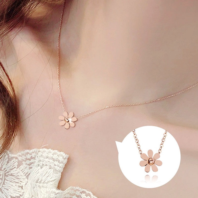 Kalung Choker Korean Daisy untuk Wanita - Pendant Bunga Emas Sederhana | Aksesoris Perhiasan Elegan - 我的商店
