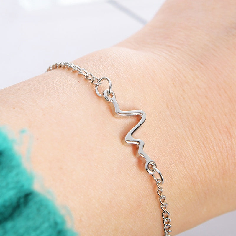 Gelang Couple Detak Jantung - Desain Minimalis untuk Pasangan, Aksesoris Fashion Unisex - 我的商店