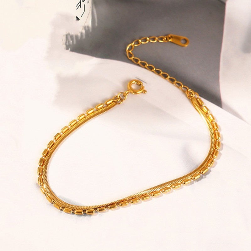 Gelang Wanita Stainless Steel - Rantai Emas 18K Motif Kupu-Kupu, Anti Kusam & Elegan - 我的商店
