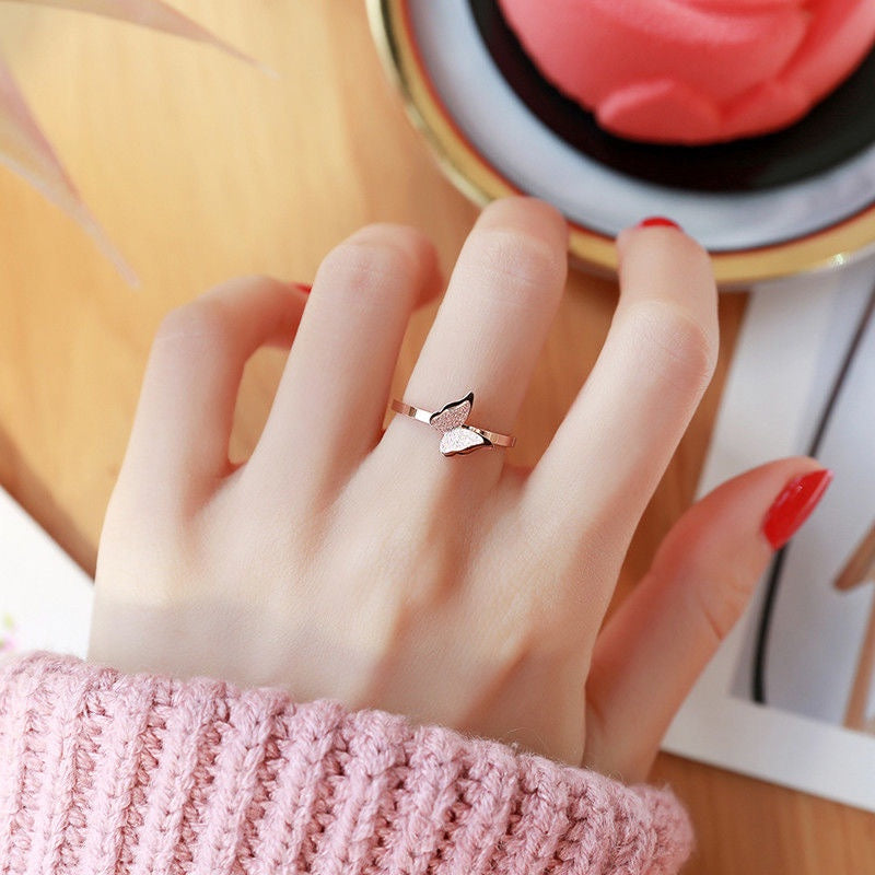Cincin Kupu-Kupu Vintage untuk Wanita - Singsing Emas Anti Pudar | Aksesoris Perhiasan Elegan - 我的商店