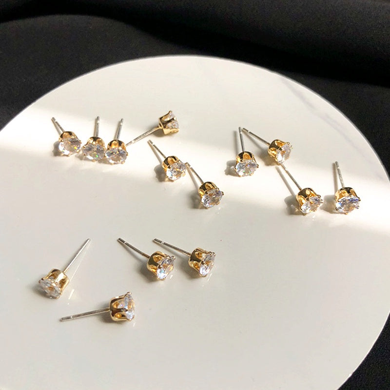Anting Zirconia Wanita - Stainless Steel Emas Anti Kusam, Hadiah Elegan - 我的商店