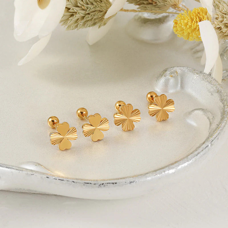 Anting Tulang Telinga Four Leaf Clover Laser Stainless Steel perhiasandirect
