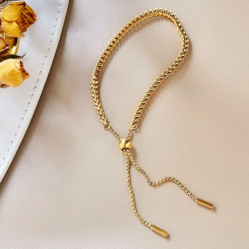 Gelang Wanita Klasik - Rantai Emas Stainless Steel Anti Kusam, Hadiah Elegan - 我的商店