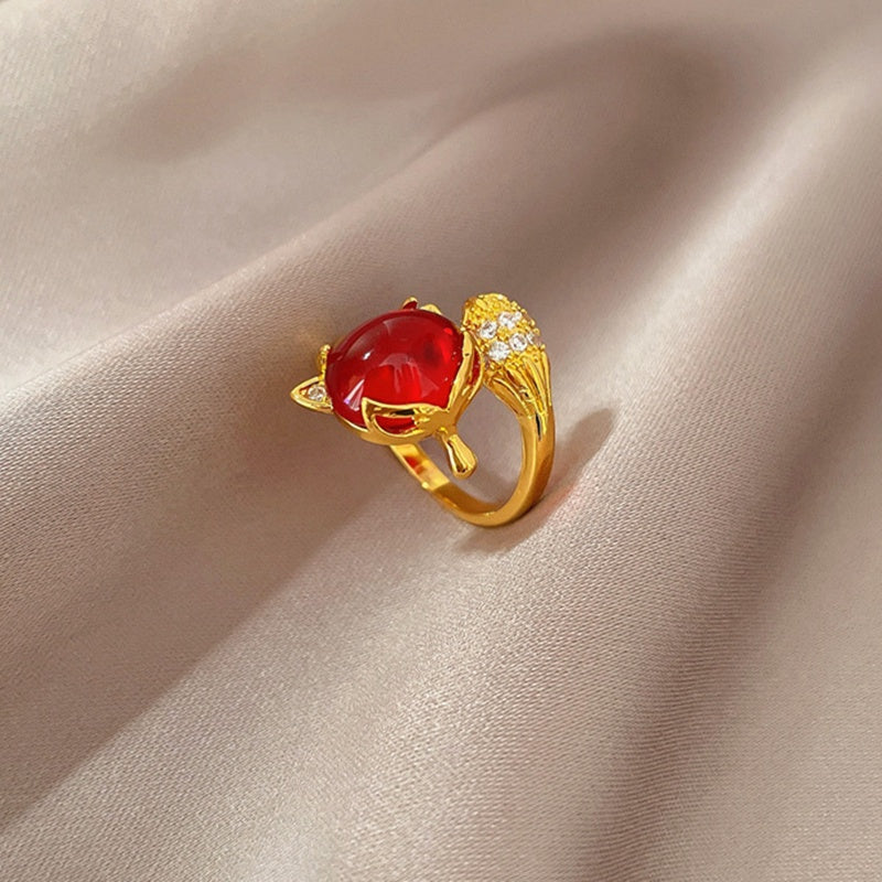 Cincin Berlian Adjustable untuk Wanita - Singsing Emas dengan Kotak Perhiasan | Aksesoris Elegan - 我的商店