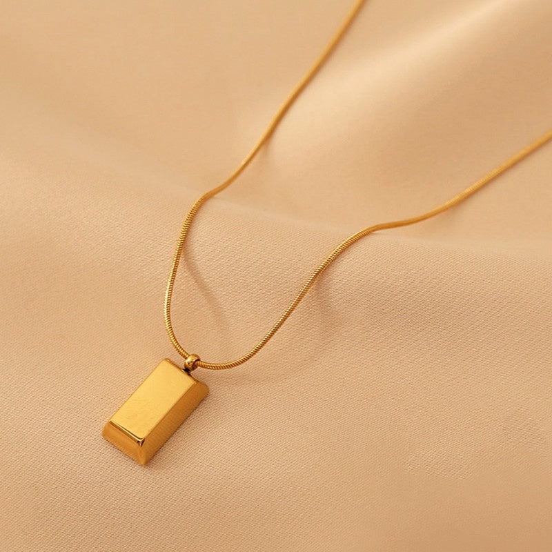 Kalung 18k Gold Nugget untuk Wanita - Rantai Klavikula Stainless Steel Anti Karat | Perhiasan Elegan dan Tahan Lama - 我的商店