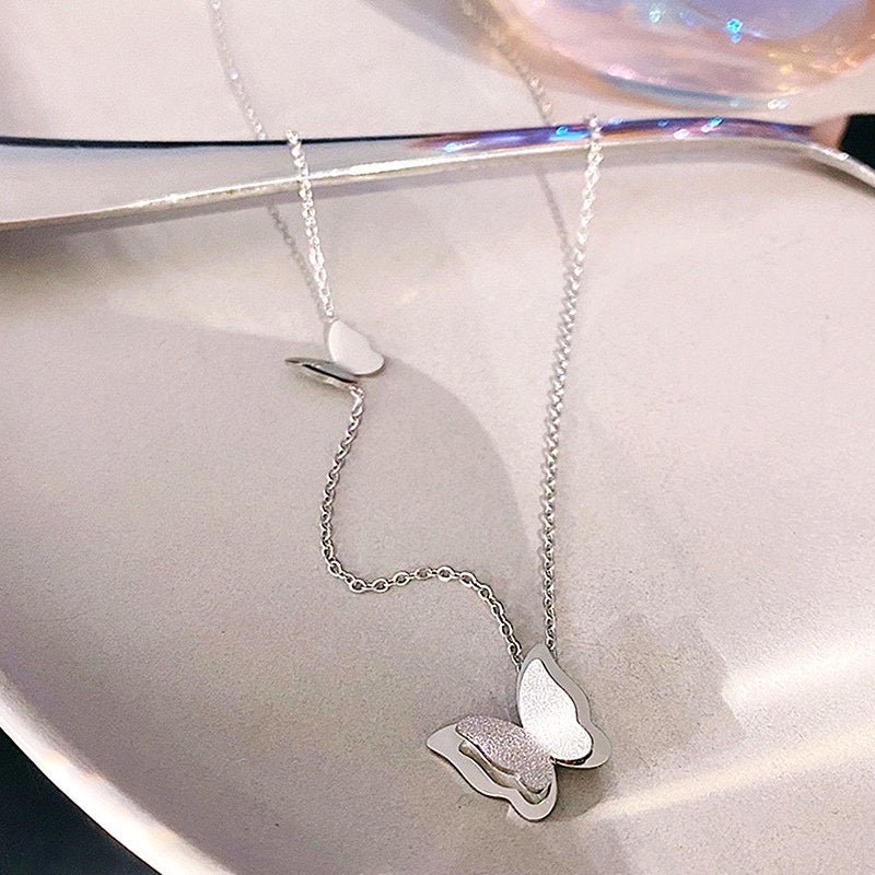 Kalung Liontin Kupu-Kupu Emas 18K - Stainless Steel Anti Kusam & Anti Karat untuk Wanita - 我的商店