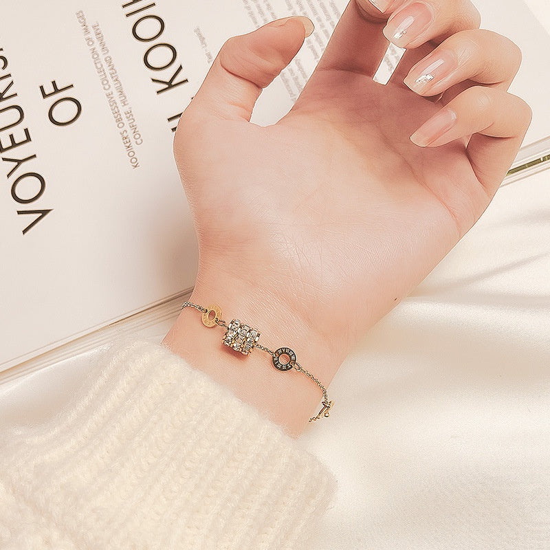 Gelang Berlian Romawi untuk Wanita – Bangle Emas Vintage, Perhiasan Aksesori Elegan - 我的商店