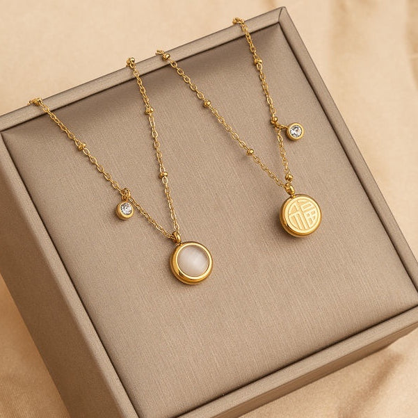 Grosir Kalung Wanita Stainless Steel Liontin Mata Kucing Keberuntungan - Tidak Kusam & Hypoallergenic, Cocok untuk Hadiah! - 我的商店