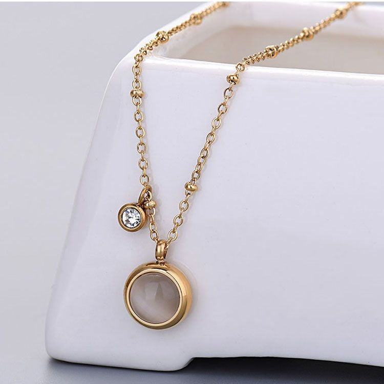 Grosir Kalung Wanita Stainless Steel Liontin Mata Kucing Keberuntungan - Tidak Kusam & Hypoallergenic, Cocok untuk Hadiah! - 我的商店