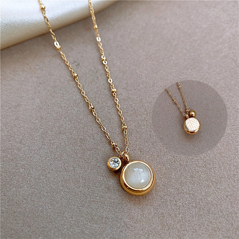 Grosir Kalung Wanita Stainless Steel Liontin Mata Kucing Keberuntungan - Tidak Kusam & Hypoallergenic, Cocok untuk Hadiah! - 我的商店