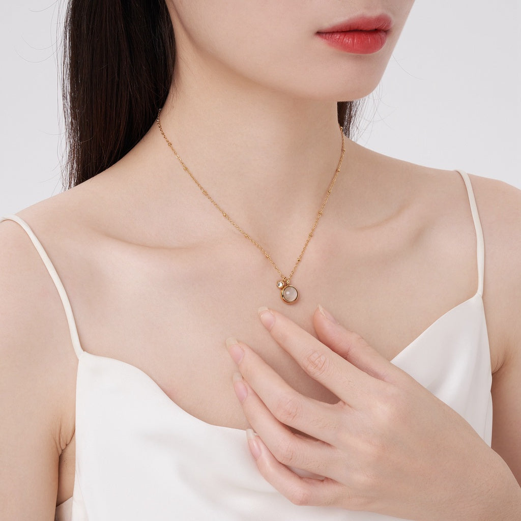 Grosir Kalung Wanita Stainless Steel Liontin Mata Kucing Keberuntungan - Tidak Kusam & Hypoallergenic, Cocok untuk Hadiah! - 我的商店