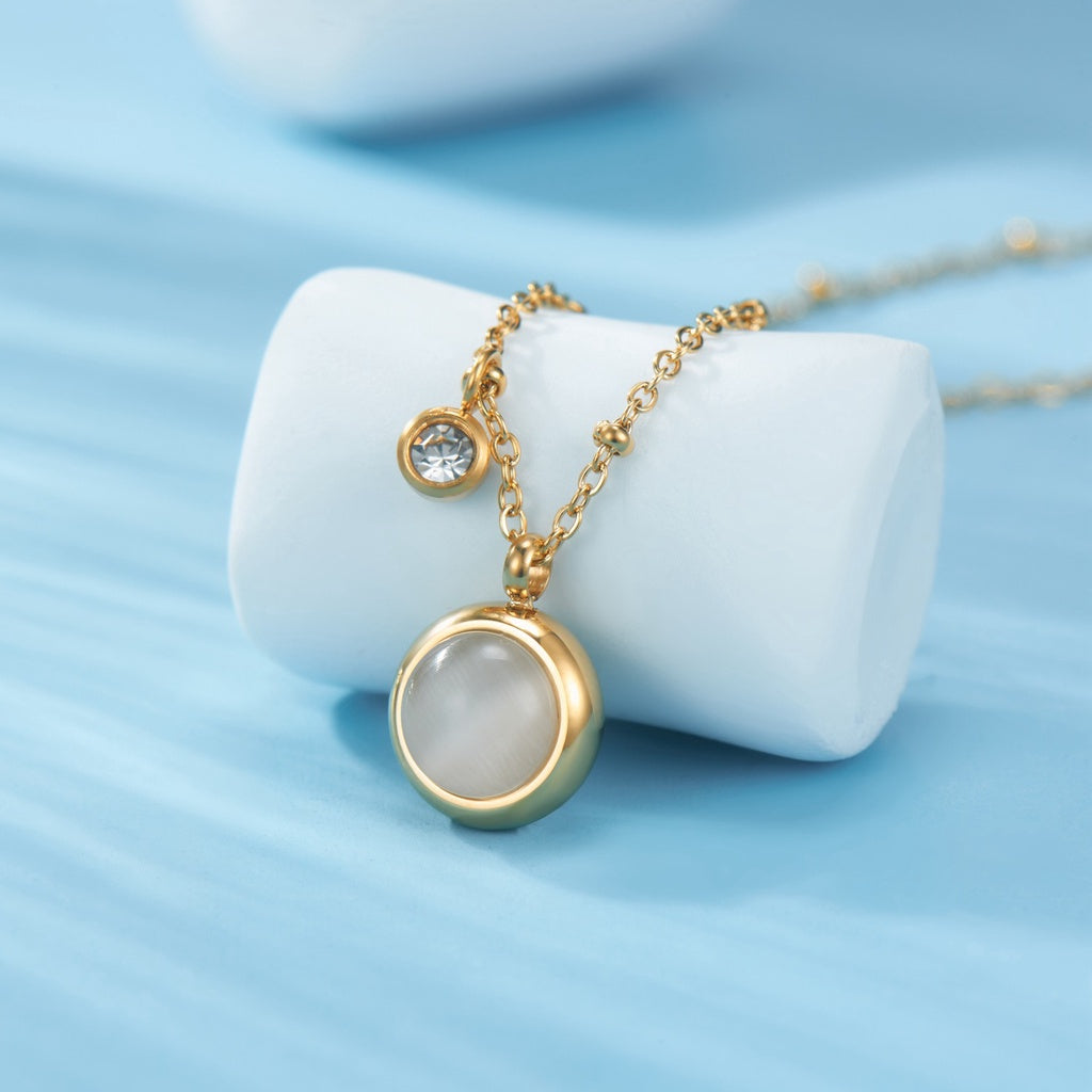 Grosir Kalung Wanita Stainless Steel Liontin Mata Kucing Keberuntungan - Tidak Kusam & Hypoallergenic, Cocok untuk Hadiah! - 我的商店