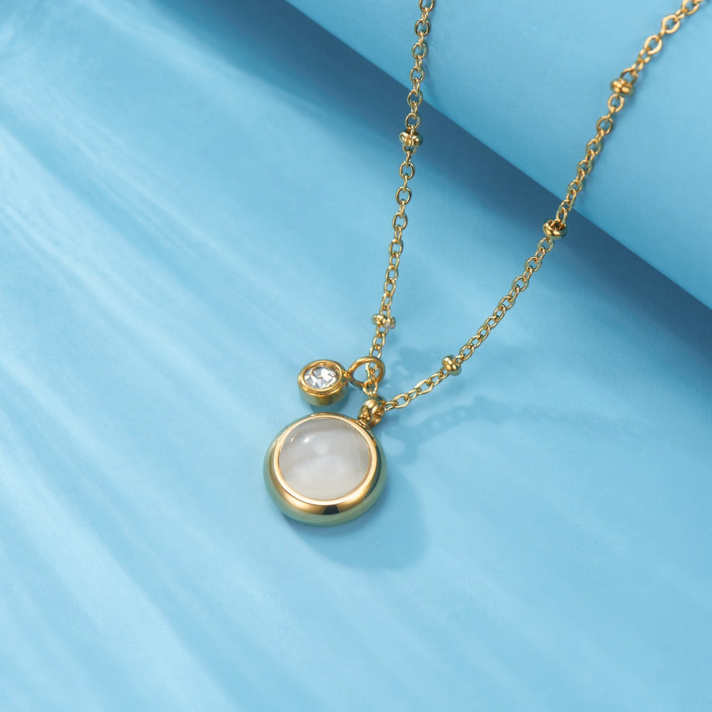 Grosir Kalung Wanita Stainless Steel Liontin Mata Kucing Keberuntungan - Tidak Kusam & Hypoallergenic, Cocok untuk Hadiah! - 我的商店