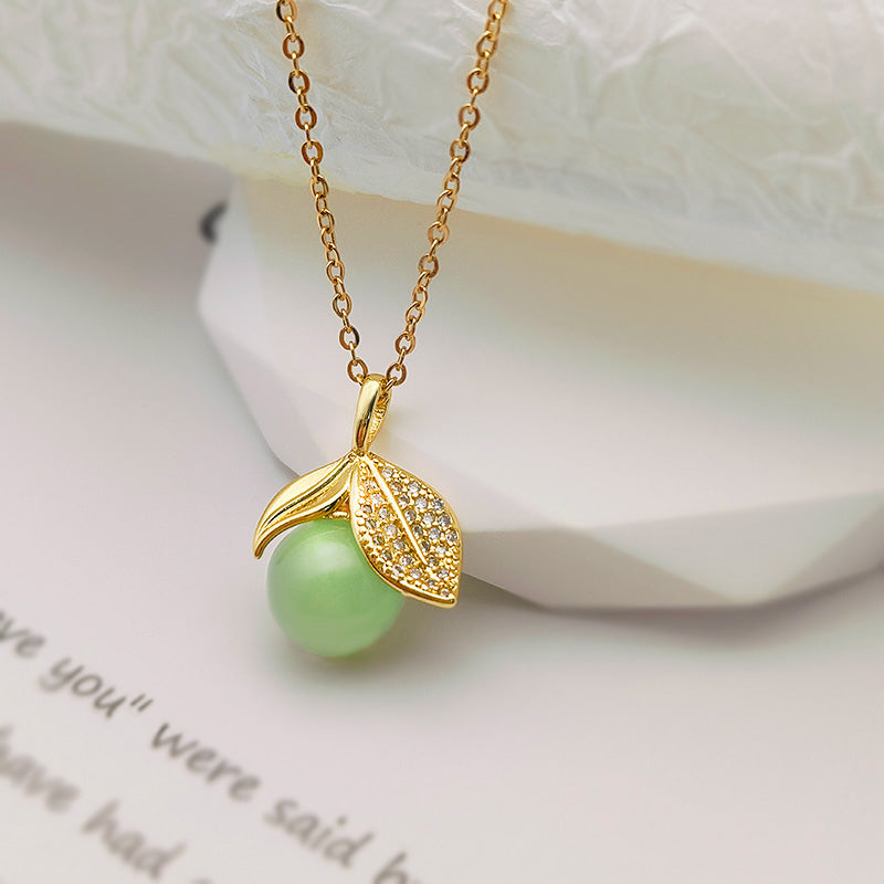 Kalung Giok Emas 18K untuk Wanita – Liontin Rantai Baja Tahan Karat, Perhiasan Elegan, Hadiah untuk Sahabat - 我的商店