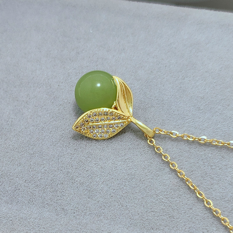 Grosir Kalung Wanita Liontin Daun Giok - Tidak Kusam, Cocok untuk Hadiah! - 我的商店