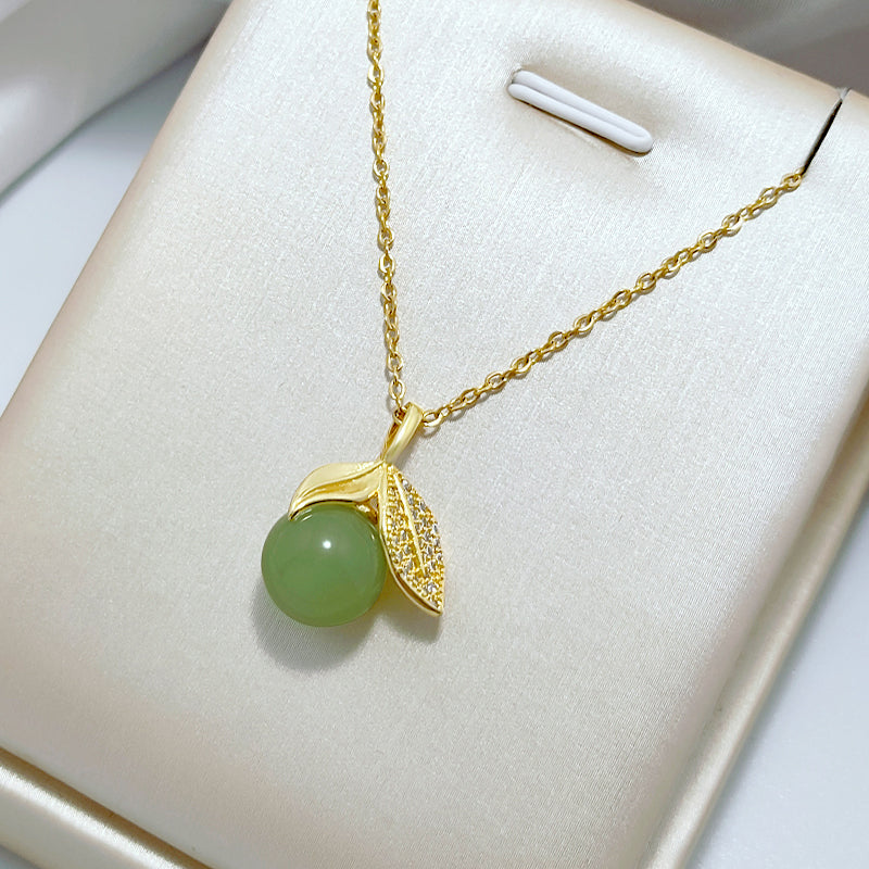 Grosir Kalung Wanita Liontin Daun Giok - Tidak Kusam, Cocok untuk Hadiah! - 我的商店