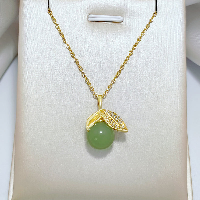 Grosir Kalung Wanita Liontin Daun Giok - Tidak Kusam, Cocok untuk Hadiah! - 我的商店
