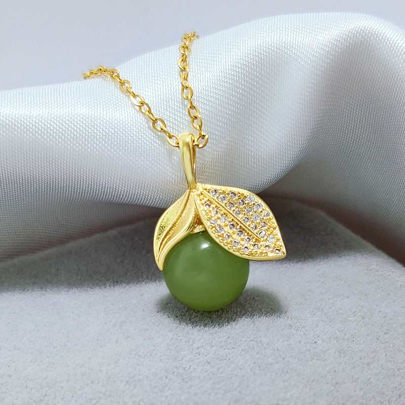 Grosir Kalung Wanita Liontin Daun Giok - Tidak Kusam, Cocok untuk Hadiah! - 我的商店