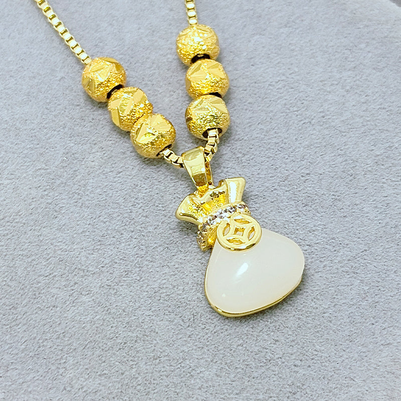 Kalung Lucky White Pocket Fashion Titanium Steel untuk Wanita - Anti Pudar & Hypoallergenic | Perhiasan Hadiah Elegan - 我的商店