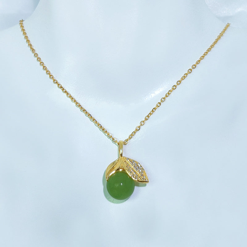 Kalung Giok Emas 18K untuk Wanita – Liontin Rantai Baja Tahan Karat, Perhiasan Elegan, Hadiah untuk Sahabat - 我的商店