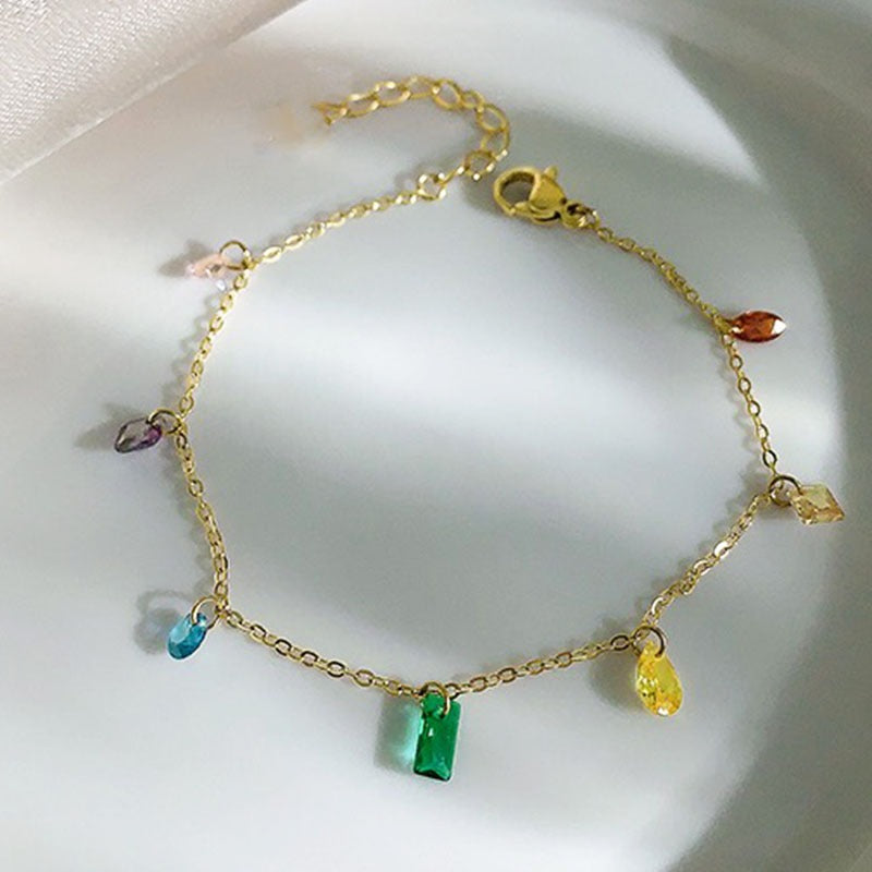 Gelang Kaki Rantai Emas untuk Wanita – Perhiasan Stainless Steel Anti Karat, Desain Simpel - 我的商店