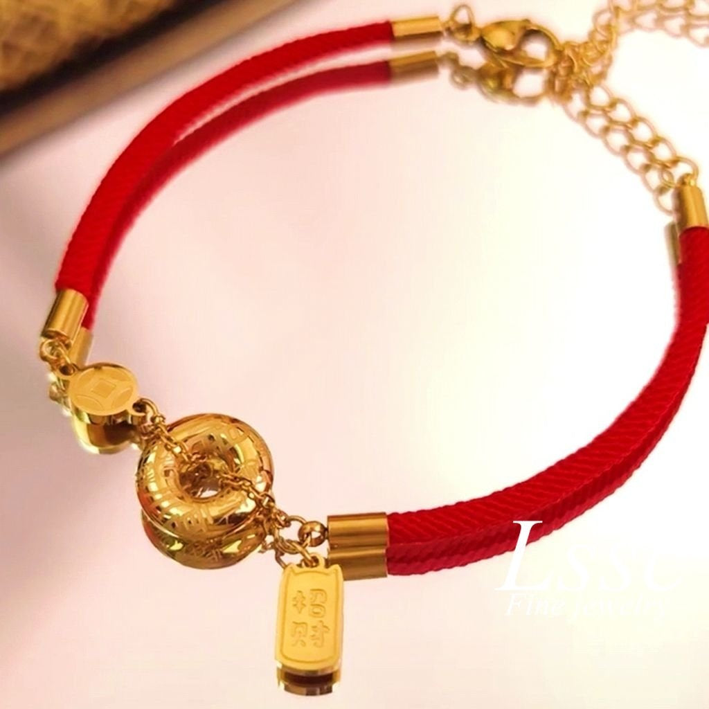 Gelang Pembawa Keberuntungan Wanita - Rantai Emas Stainless Steel Anti Kusam - 我的商店