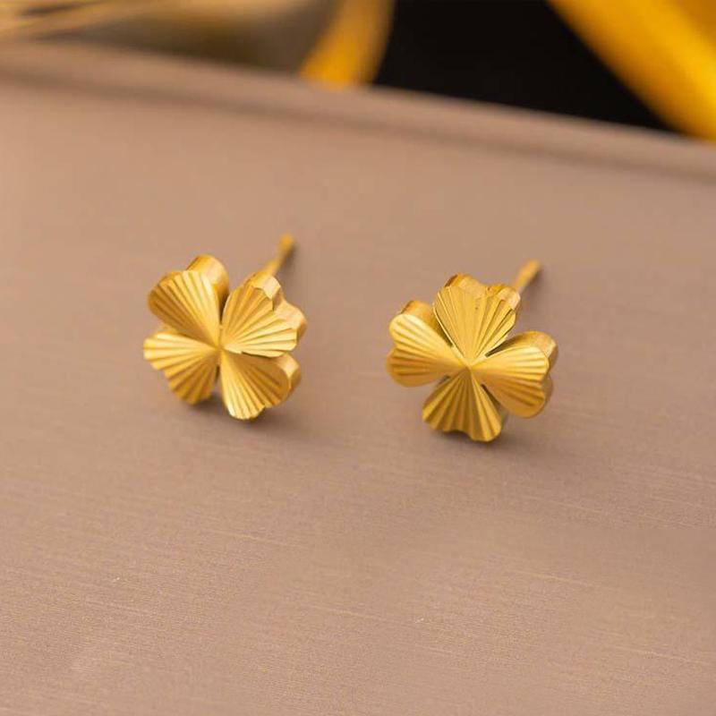 Anting Pasangan Wanita Stainless Steel Motif Bunga 4 Daun Anti Luntur perhiasandirect