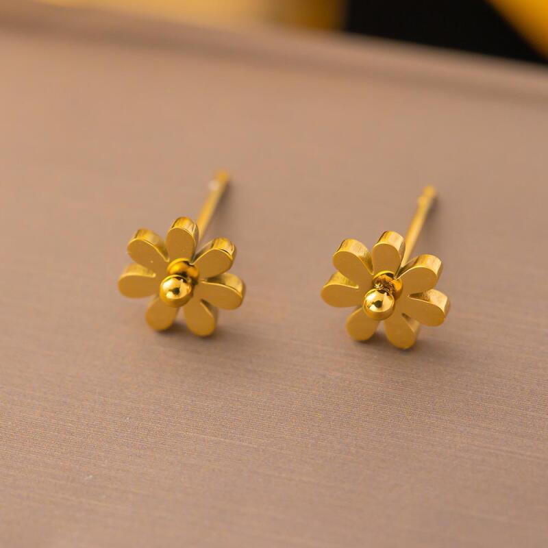Anting Pasangan Wanita Stainless Steel Motif Bunga 4 Daun Anti Luntur perhiasandirect